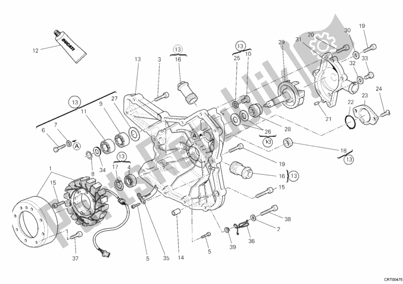 Toutes les pièces pour le Couvercle De Générateur - Pompe à Eau du Ducati Superbike 1198 S USA 2009